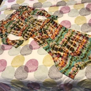 Tie Dye Chiffon Maxi Dress Cover Up Kimono